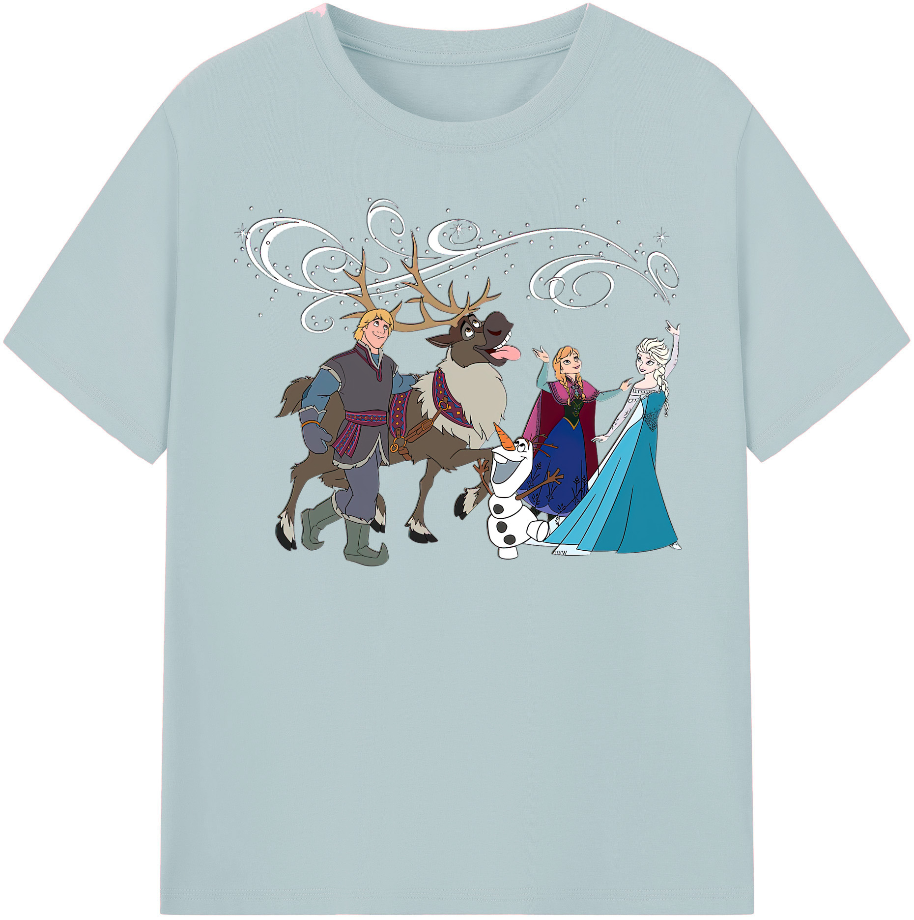 （画像用） アナと雪の女王 アンナ エルサ Frozen Anna Elsa 綿100％半袖Tシャツ（フロントプリント）